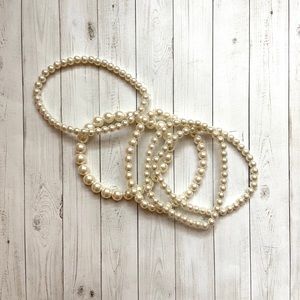 Faux pearl bracelet stack